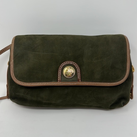 Loewe Handbags - Enrique Loewe Knappe Vintage Forest Green Suede Crossbody Purse